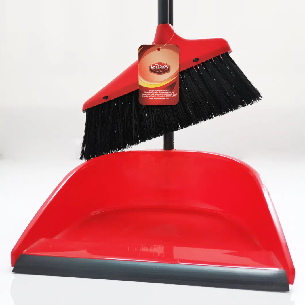 Quick Easy Upright Broom and Dustpan Set Sturdy Long Handled Broom Dustpan Combo Durable Kitchen, Lobby or Office Broom and Dust Pan Brush Perfect