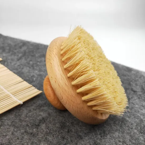 도매 사용자 정의 라운드 커버 모양의 짧은 핸들 바디 백 목욕 Scubber Brosse 초 나무 스크럽 사이 잘삼 드라이 브러쉬
